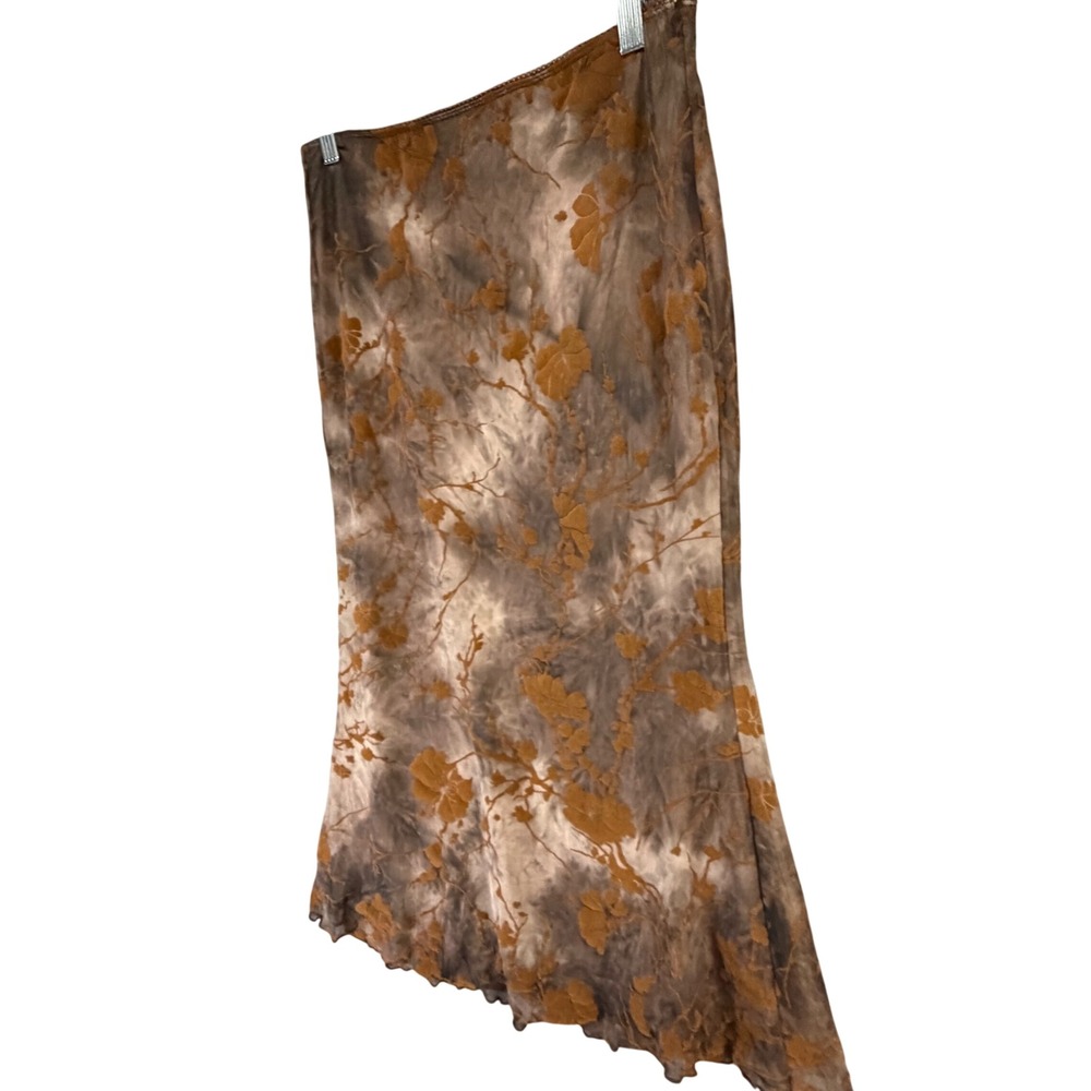 Verdusa Fishtail Mesh Midi Skirt Womens M Brown Floral Lettuce Goth Grunge Indie - Picture 6 of 16